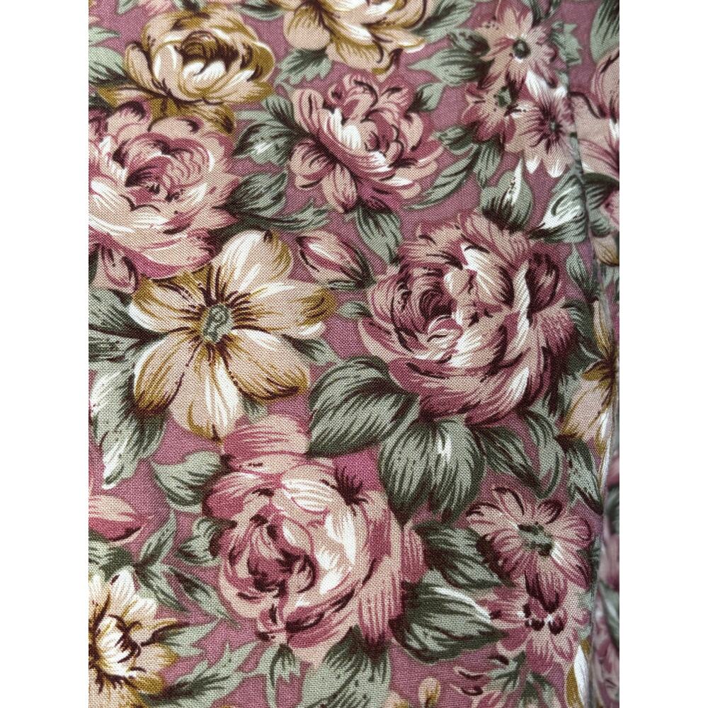 Vintage Floral Flowing Midi Skirt Pink Rose Print Button Front Cottage Romantic - Picture 10 of 11